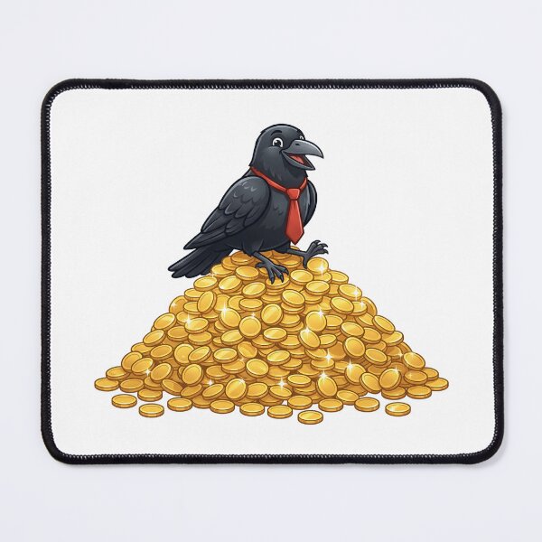 Item preview, Funny Crow in Red Tie Sitting on Gold Coin Pile designed and sold by Kvarny.