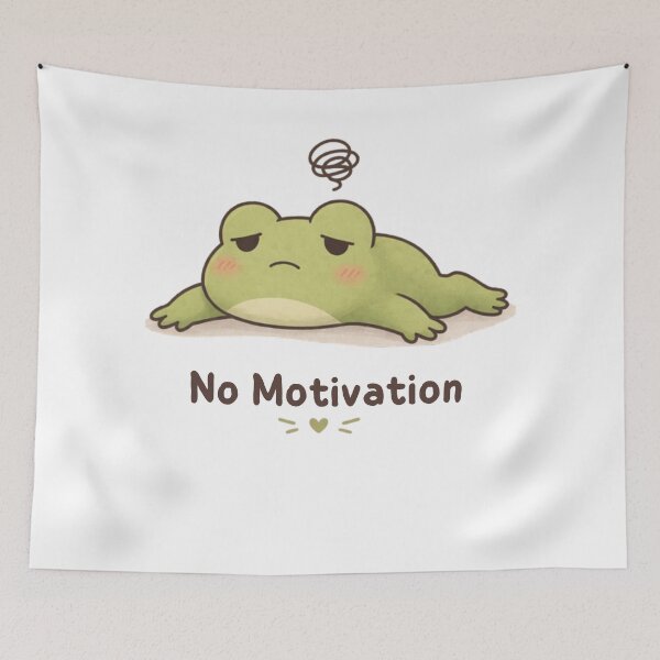Item preview, No Motivation Frog | Cute Kawaii Aesthetic | Lazy Mood Design designed and sold by The Mood Index.
