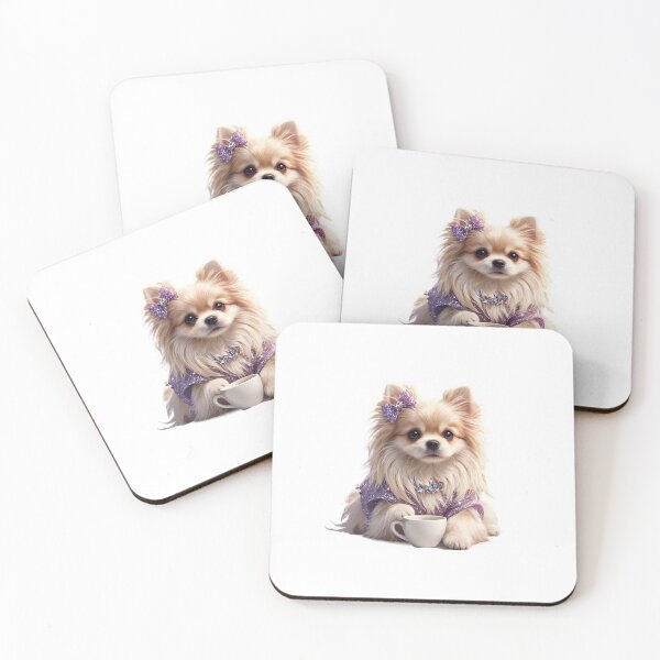 Item preview, Glamour Pomeranian in Purple Sparkles - Luxury Coffee Dog Art designed and sold by LazyScreations.