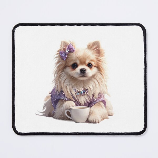 Item preview, Glamour Pomeranian in Purple Sparkles - Luxury Coffee Dog Art designed and sold by LazyScreations.