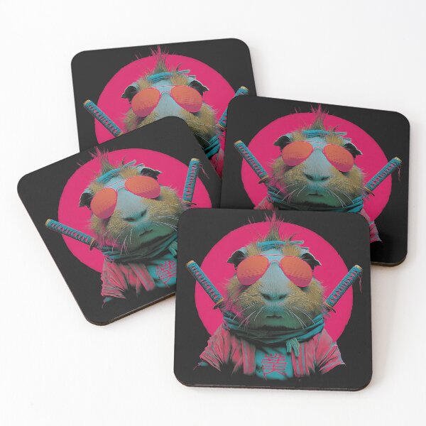 Item preview, Cyberpunk Guinea Pig – Neon Samurai Animal, Vaporwave Style, Cool Rodent Art designed and sold by Valvarius-vibe.