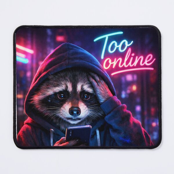 Item preview, Stressed Raccoon with Phone “Too Connected” – Available on Multiple Products designed and sold by Bittor18.