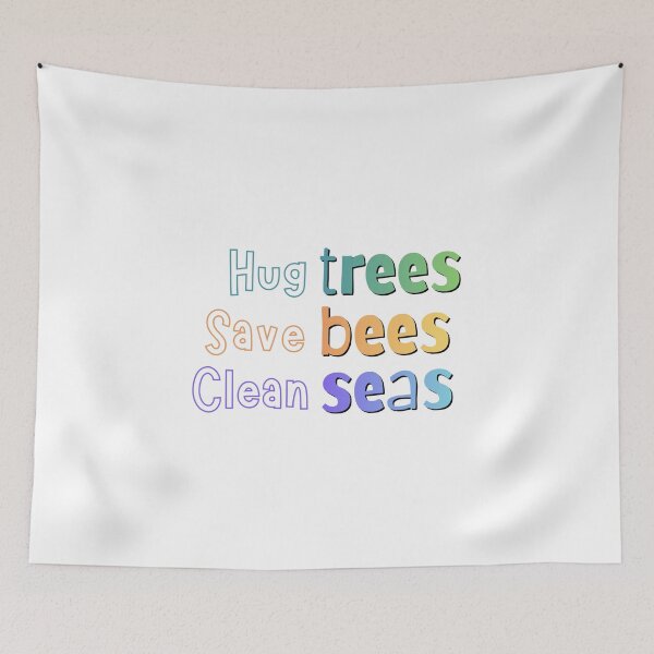 Item preview, Nature’s Triple Threat: Hug Trees, Save Bees, Clean Seas designed and sold by SunandShade.
