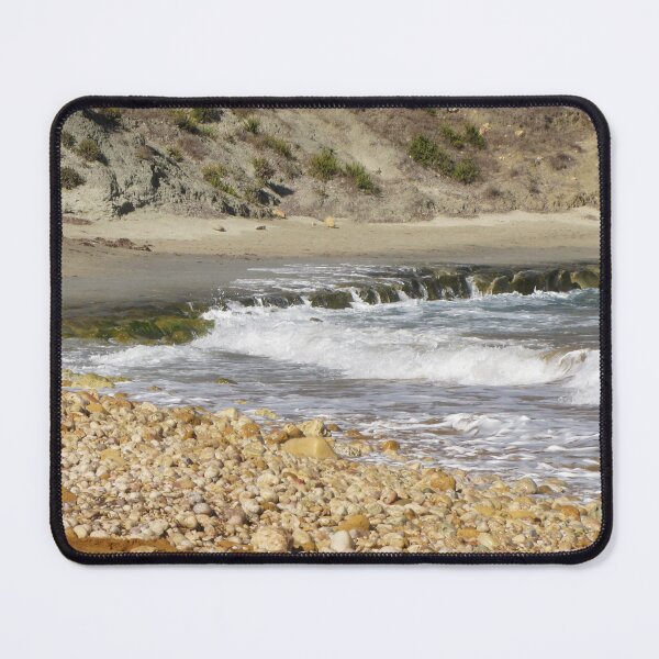 Item preview, Rocky Beach Shoreline With Waves Breaking on Pebble Coast and Cliffs in Sunlight designed and sold by Nmallia.