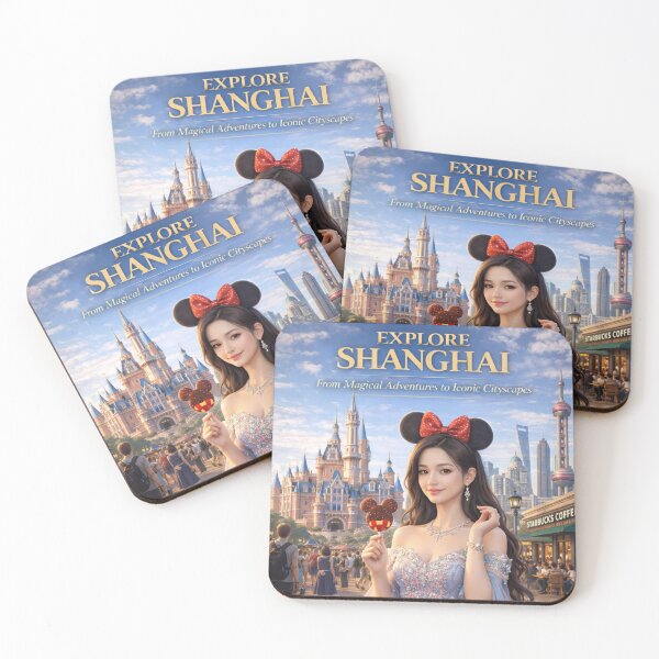 Item preview, Explore Shanghai – Princess Fantasy Theme Park Travel Poster | Cute Aesthetic Cityscape Art designed and sold by Inkora-Art.