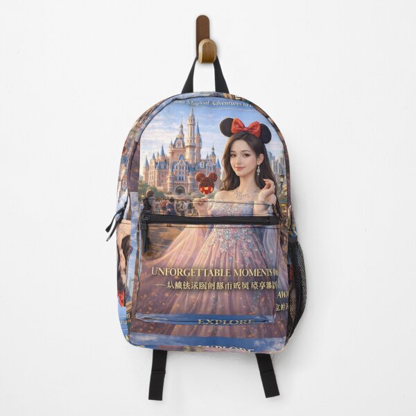 Item preview, Explore Shanghai – Princess Fantasy Theme Park Travel Poster | Cute Aesthetic Cityscape Art designed and sold by Inkora-Art.