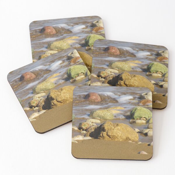 Item preview, Colorful Beach Rocks and Pebbles on Sandy Shore with Gentle Ocean Waves and Wet Stones designed and sold by Nmallia.