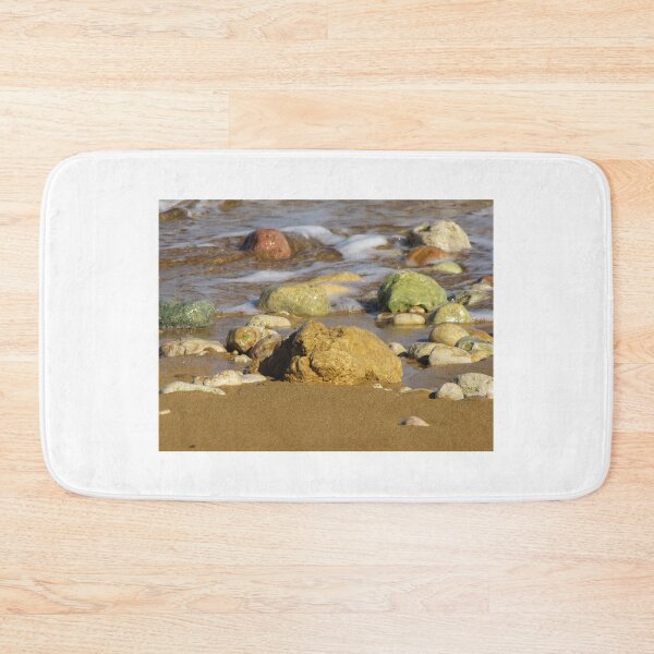 Item preview, Colorful Beach Rocks and Pebbles on Sandy Shore with Gentle Ocean Waves and Wet Stones designed and sold by Nmallia.