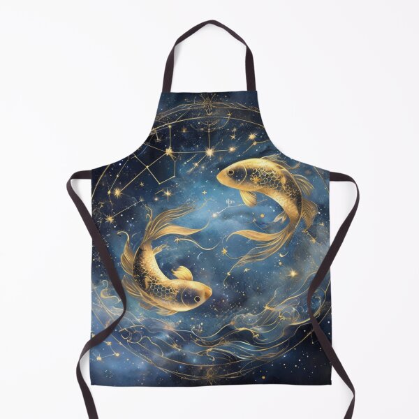 Item preview, Pisces Zodiac Black & Gold Celestial Art designed and sold by digitalvibe4u.