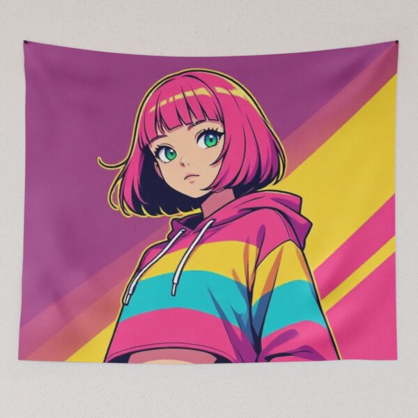 Item preview, Vibrant Retro-Futurism: Neon Pop Aesthetic Girl designed and sold by Jimakmo.