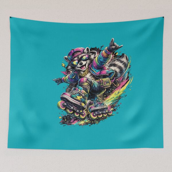 Item preview, Neon Roller Raccoon. designed and sold by Nika Art Studio.