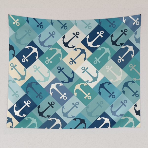Item preview, anchor herringbone blue designed and sold by scrummy.