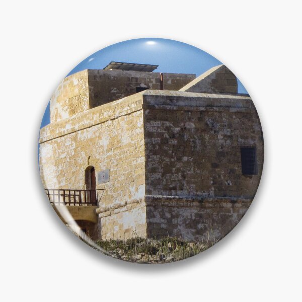 Item preview, Historic Stone Watchtower Fort on Dry Coastal Hill Under Clear Blue Sky, Mediterranean Landmark designed and sold by Nmallia.