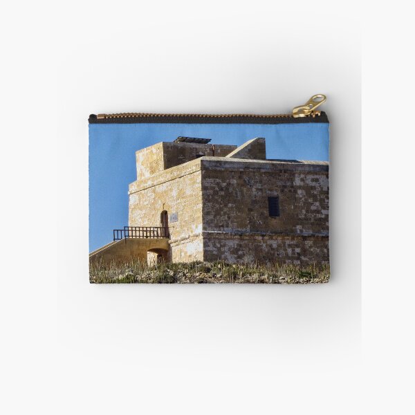 Item preview, Historic Stone Watchtower Fort on Dry Coastal Hill Under Clear Blue Sky, Mediterranean Landmark designed and sold by Nmallia.