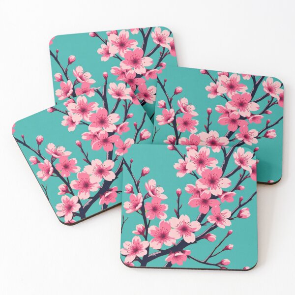 Item preview, Sakura Serenity: Teal Hanami Floral Pattern designed and sold by Jimakmo.