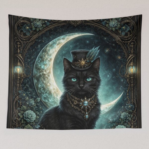 Item preview, Old English Gothic Style Steampunk Black Cat designed and sold by scicilysimonee.