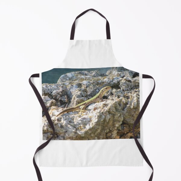 Item preview, Green Lizard Sunbathing on Rocky Shoreline Among Limestone Rocks Wildlife Reptile Close-Up designed and sold by Nmallia.