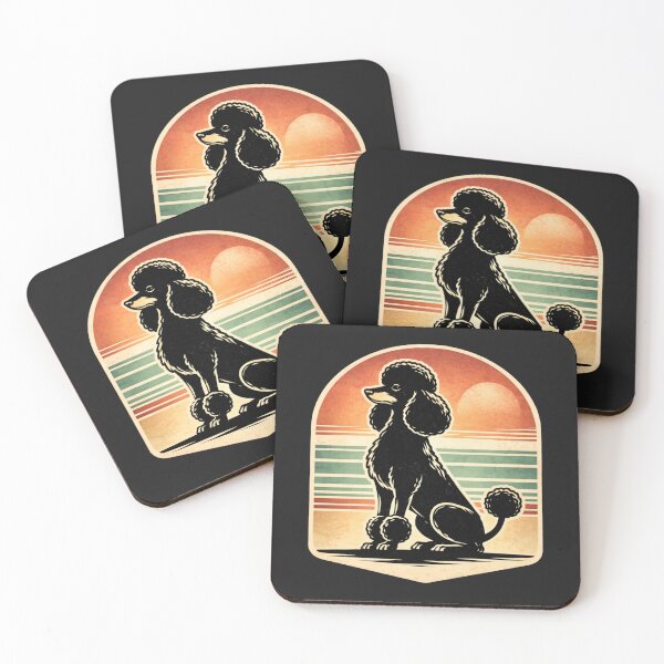 Item preview, Retro Poodle Linocut Sunset Dog Illustration Vintage Groomed Poodle Art designed and sold by ZEBBEDE - Minimal Streetwear .