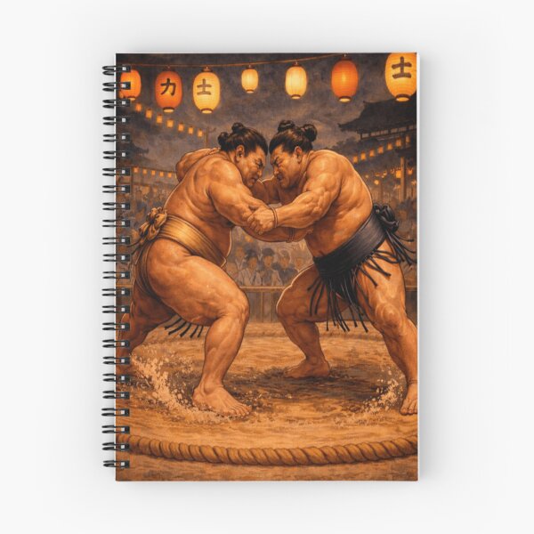 Item preview, Epic Sumo Wrestling Match Under Festival Lanterns designed and sold by ArtFreshStudio.