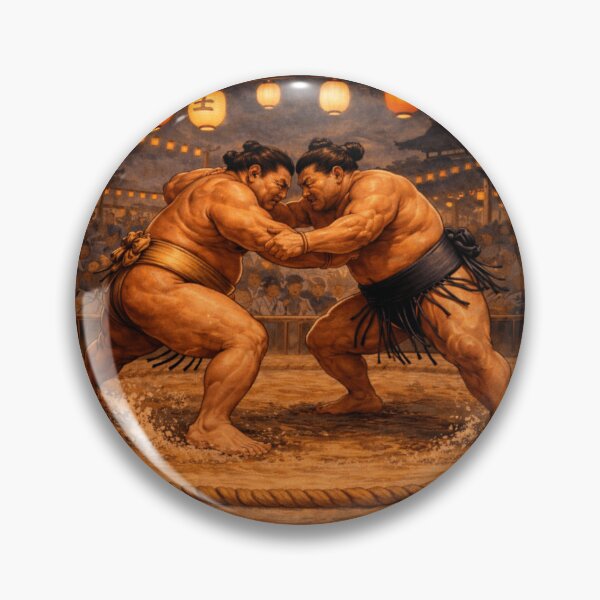 Item preview, Epic Sumo Wrestling Match Under Festival Lanterns designed and sold by ArtFreshStudio.