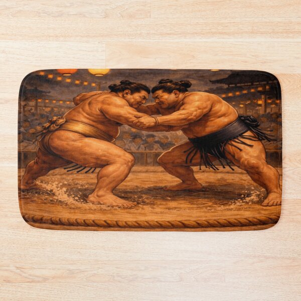 Item preview, Epic Sumo Wrestling Match Under Festival Lanterns designed and sold by ArtFreshStudio.