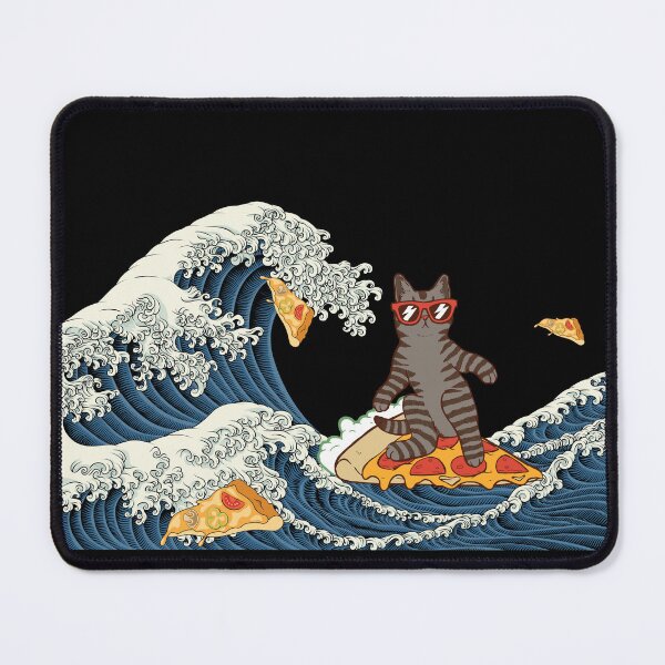 Item preview, Cat Surfing Pizza The Great Wave Funny Japanese Art designed and sold by area248.