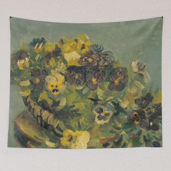 Item preview, Basket of Pansies on a Small Table by Vincent van Gogh: Fine Art Poster designed and sold by artofuniverse.