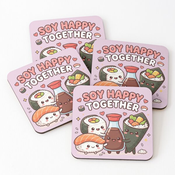 Item preview, Cute Kawaii Sushi Design – Soy Happy Together designed and sold by GeekGuysShop.
