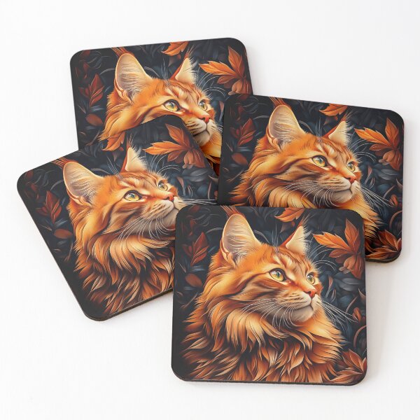 Item preview, Majestic Red Tabby Maine Coon Cat Amidst Autumn Leaves designed and sold by PetsArt.