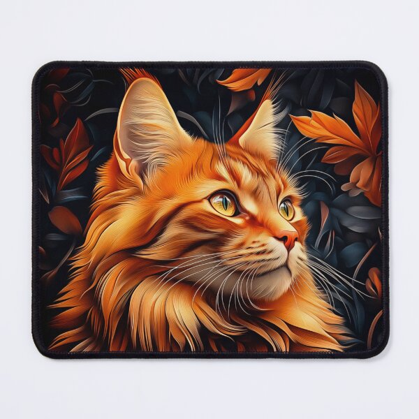 Item preview, Majestic Red Tabby Maine Coon Cat Amidst Autumn Leaves designed and sold by PetsArt.