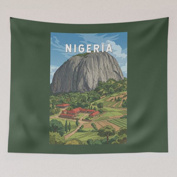 Item preview, Nigeria Illustration Travel Art Vintage designed and sold by KrisSidDesigns.