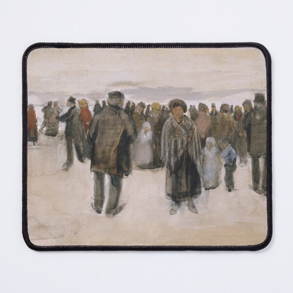 Item preview, Beach at Scheveningen by Vincent van Gogh: Coastal Crowd Fine Art Poster designed and sold by artofuniverse.