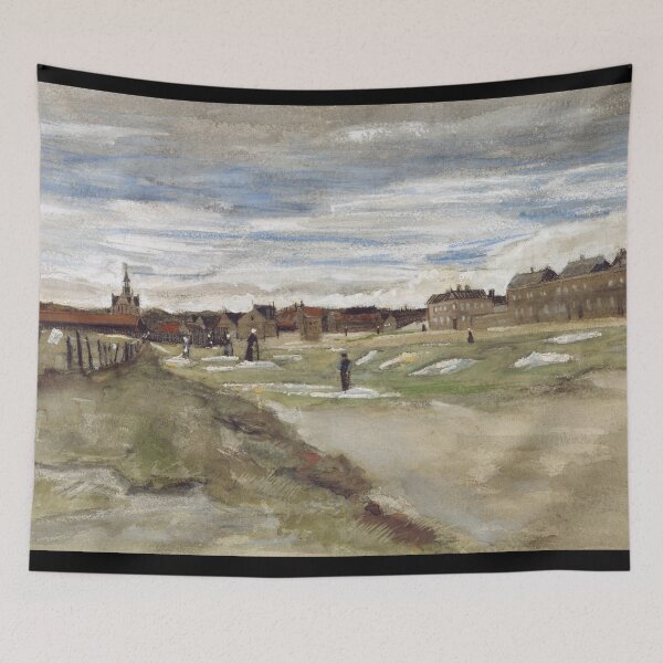 Item preview, Blanchisserie à Scheveningen by Vincent van Gogh: Post Impressionist landscape print designed and sold by artofuniverse.