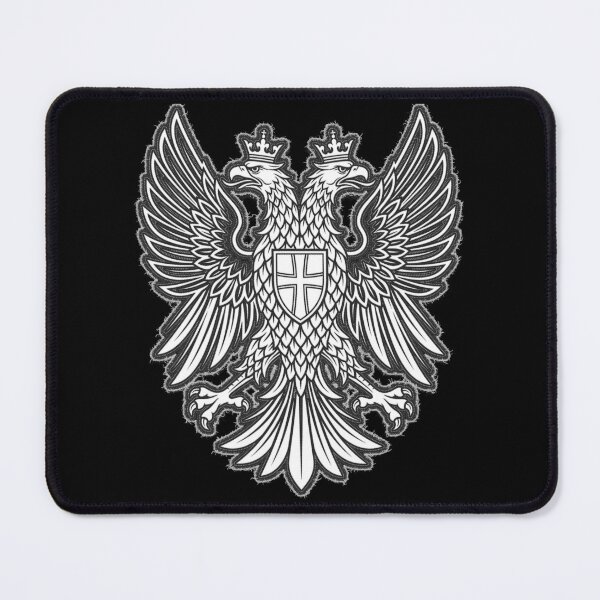 Item preview, Double Headed Eagle Crown Cross Shield Heraldic Medieval Bold Black White designed and sold by graphixpolash.