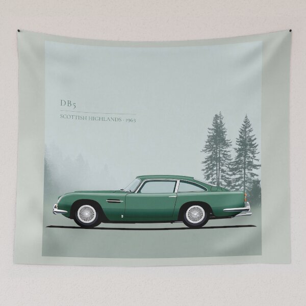 Item preview, British Grand Tourer · Scottish Highlands · 1963 | Classic Automotive Art Print designed and sold by BestVarieties.