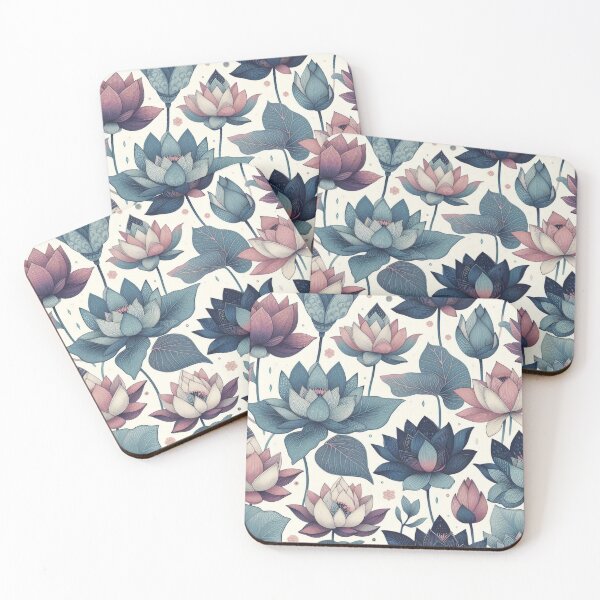 Item preview, Minimal Pink and Teal Lotuses Pattern – Elegant Lotus Flower Design, Modern Teal and Pink Lotus Art, Minimalist Floral Pattern, Chic Lotus Print, Stylish Pink and Teal Flowers, Calm Lotus Motif designed and sold by 21 Tulips.