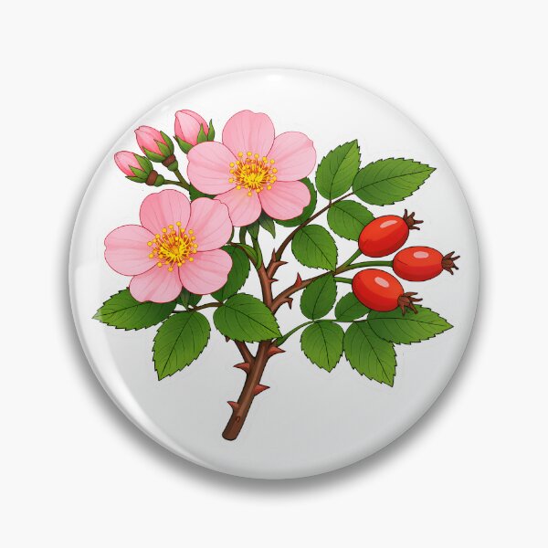 Item preview, Wild Rose Sticker | Pink Botanical Dog Rose with Rosehips Illustration | Wild Rose Gift for Flower Lover designed and sold by Symbol Universe.