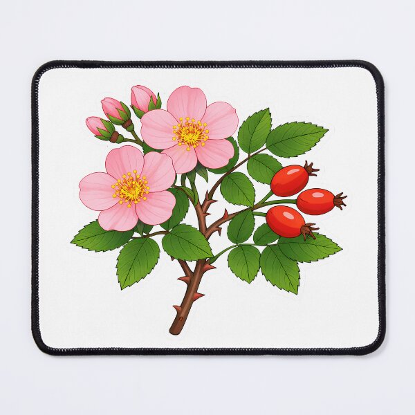 Item preview, Wild Rose Sticker | Pink Botanical Dog Rose with Rosehips Illustration | Wild Rose Gift for Flower Lover designed and sold by Symbol Universe.