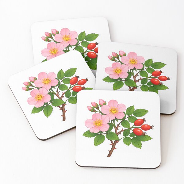 Item preview, Wild Rose Sticker | Pink Botanical Dog Rose with Rosehips Illustration | Wild Rose Gift for Flower Lover designed and sold by Symbol Universe.
