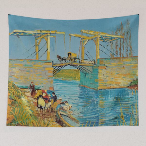 Item preview, Bridge at Arles Pont De Langlois by Vincent van Gogh: Riverside Art Poster designed and sold by artofuniverse.