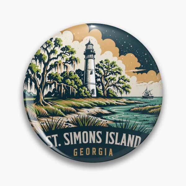 Item preview, St. Simons Island: Coastal Georgia Lighthouse Vintage Art designed and sold by CircinusStore.