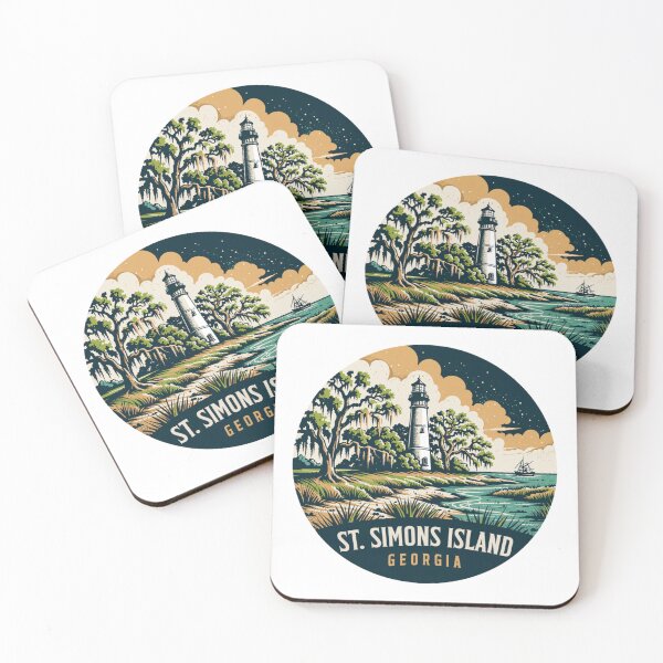 Item preview, St. Simons Island: Coastal Georgia Lighthouse Vintage Art designed and sold by CircinusStore.