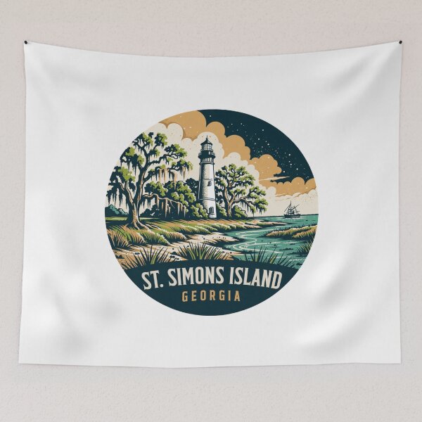 Item preview, St. Simons Island: Coastal Georgia Lighthouse Vintage Art designed and sold by CircinusStore.
