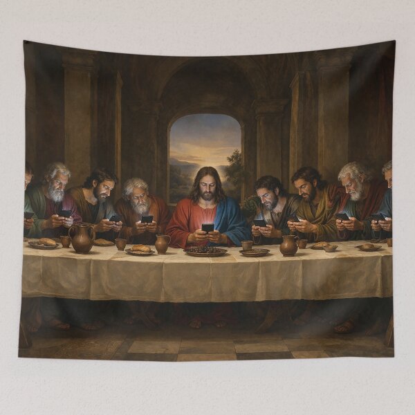 Item preview, The Last Supper on Their Phones – Funny Renaissance Social Media Parody Shirt designed and sold by DiamondSkyShirt.
