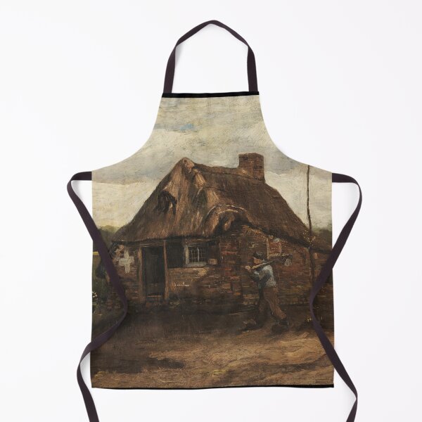 Item preview, Cabaña Con Campesino Regresando a Casa by Vincent van Gogh: Rustic Cottage Art Print designed and sold by artofuniverse.