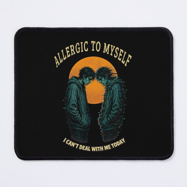 Item preview, Allergic to Myself Doppelganger Shirt – Funny Overthinking Vintage Horror Tee designed and sold by Mythic Ink Studio.
