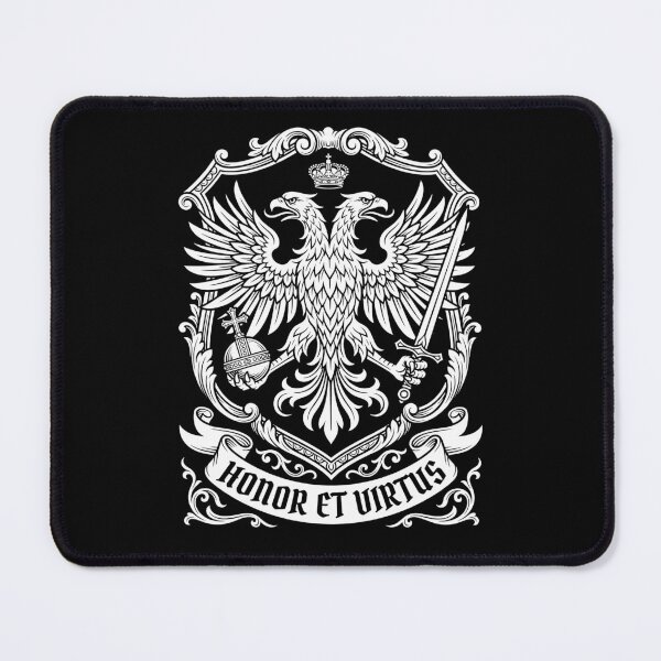 Item preview, Honor Et Virtus Double Eagle Crown Orb Sword Heraldic Shield Crest Black White designed and sold by graphixpolash.
