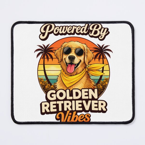 Item preview, Powered By Golden Retriever Vibes T-Shirt – Cute Dog Lover , Retro Sunset Graphic Tee, Funny Golden Retriever Shirt designed and sold by RALYSHOP.
