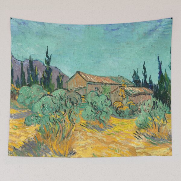 Item preview, Cabanes De Bois Parmi Les Oliviers Et Cypres by Vincent van Gogh: Post‑Impressionist Landscape designed and sold by artofuniverse.