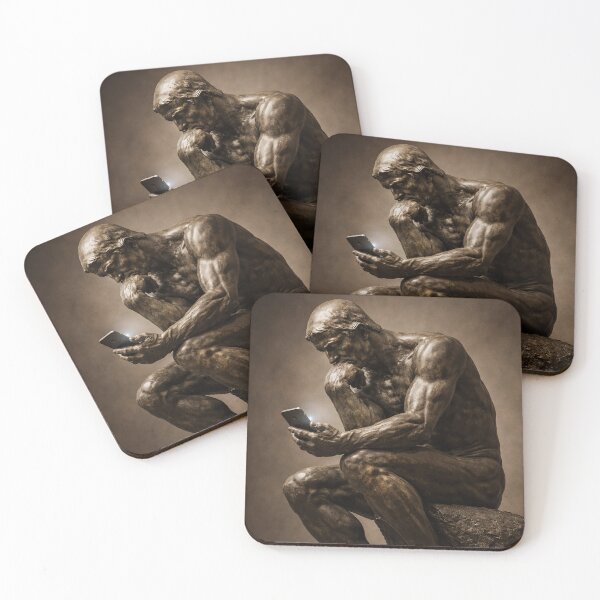 Item preview, The Thinker on His Phone – Funny Rodin Sculpture Parody Shirt designed and sold by DiamondSkyShirt.